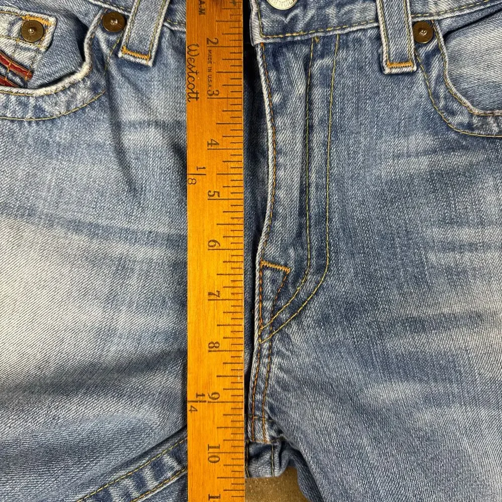 Vintage True Religion Jeans Men’s‎ 34 Straight Cropped USA Made Red Stitch Denim